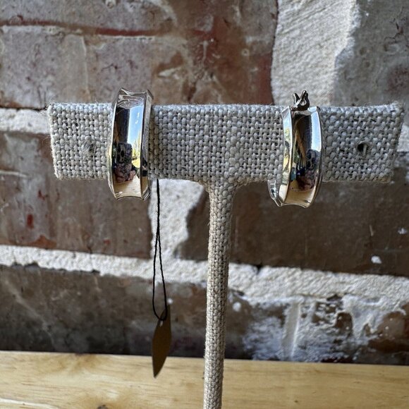 VTG Classic Hoop Earrings 0.75" Leverback Made In DR 925 Sterling‎ 4.4g NWT - Picture 7 of 8